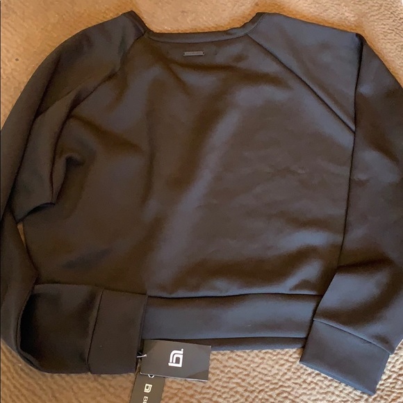 Blanc Noir crewneck black soft sweatshirt crop boxy lounge nylon Lycra spandex - Picture 6 of 10